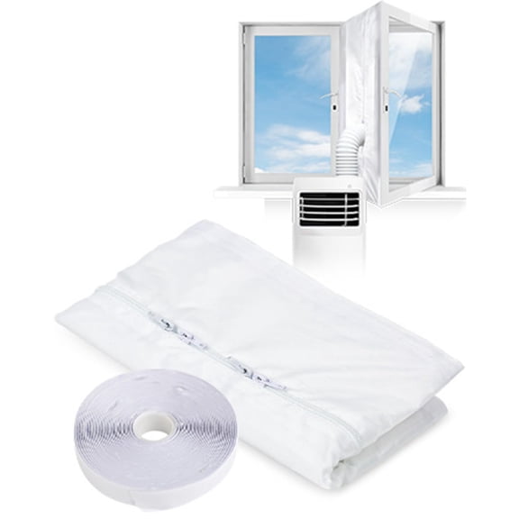 AC Window Seal Kit, Casement Window Vent Seal for Portable Air Conditioner and Ventilation Systems, AC Sealing Cloth with Hook Tape for Easy Installation