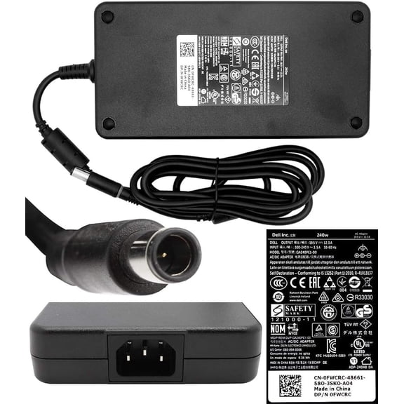 AC adapter 240 Watt Original FWCRC for Alienware Area-51 M17x / M17-R1 / M17X / M17X-R Asus G70 / G70S / G70SG Dell Precision M6400, M6500, M