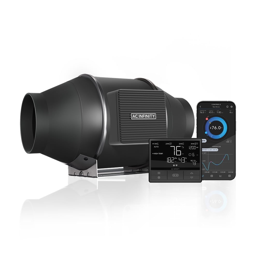 AC Infinity Black Wall Mounted Intake/Exhaust Fan with LCD Display