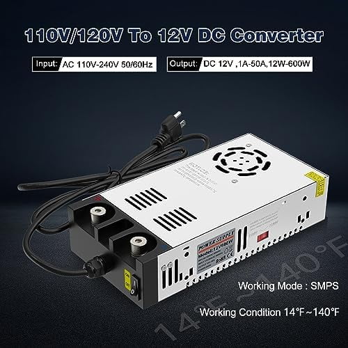 AC to DC Converter 12V SMPS,110V to 12V DC Converter,12 Volt Power Supply Max 600W 50A DC Power Converter