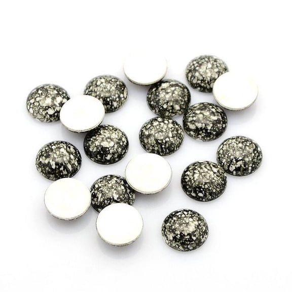 AC0004B - 100 pcs Druzy Acrylic Embellishment Cabochons - 12mm - Spotted Style - Green Black White
