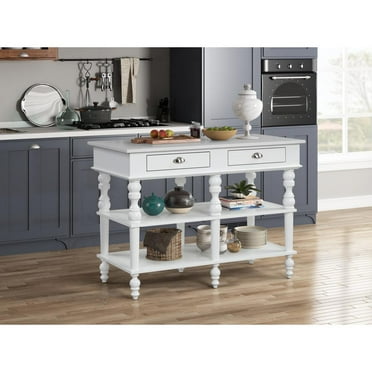 AC00186 - Kitchen Island, Marble Top & White Finish - Rorratt