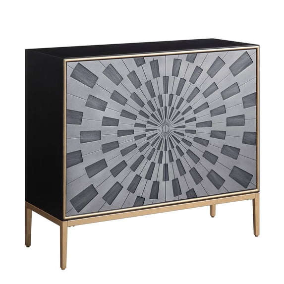 AC00200 - Console Table, Black, Gray & Brass Finish - Quilla