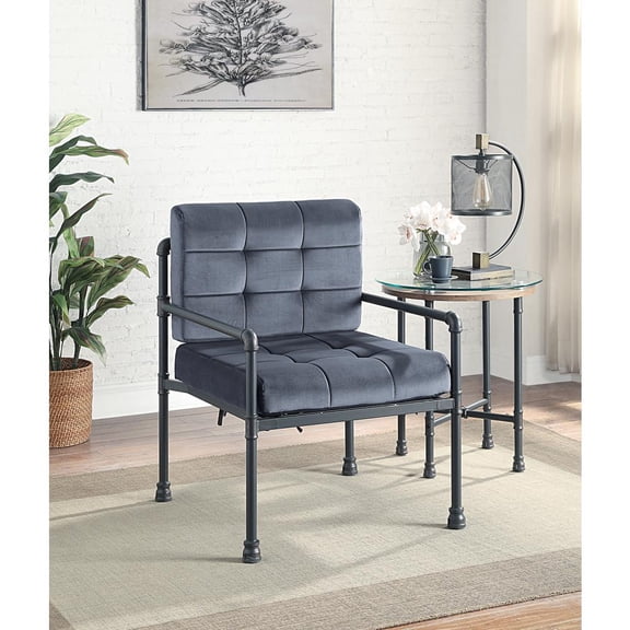 AC00429 - Chair, Gray Velvet & Sandy Gray Finish - Brantley