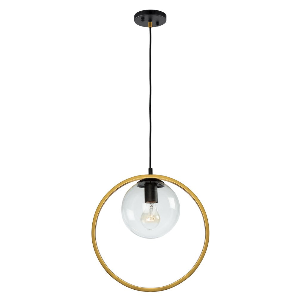 Lugano Mini Globe Pendant in Black Vintage Brass with Clear Glass