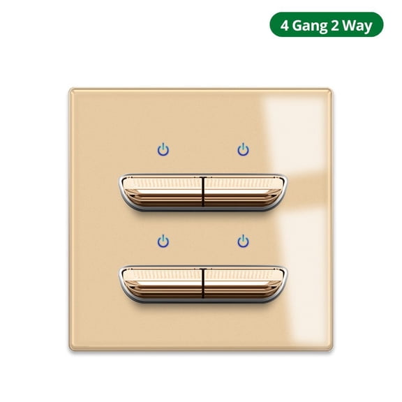 AC110-250V Gold Glass Panel for Toggle Button With LED Indicator Wall Light Switch
