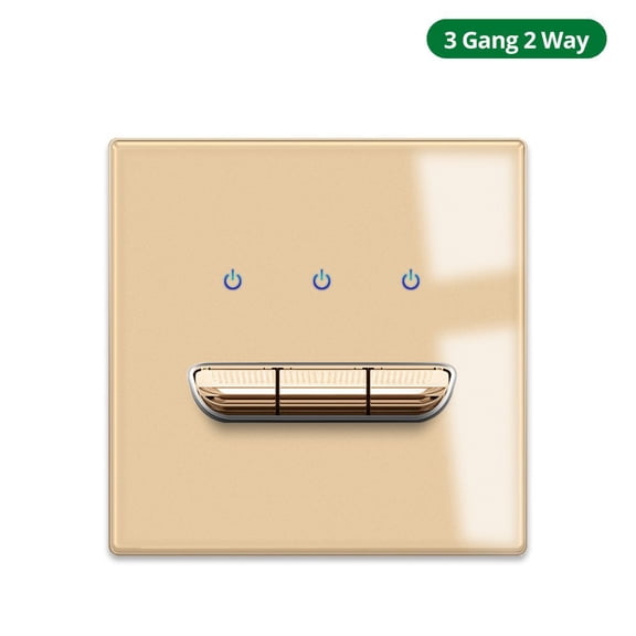 AC110-250V Gold Glass Panel for Toggle Button With LED Indicator Wall Light Switch