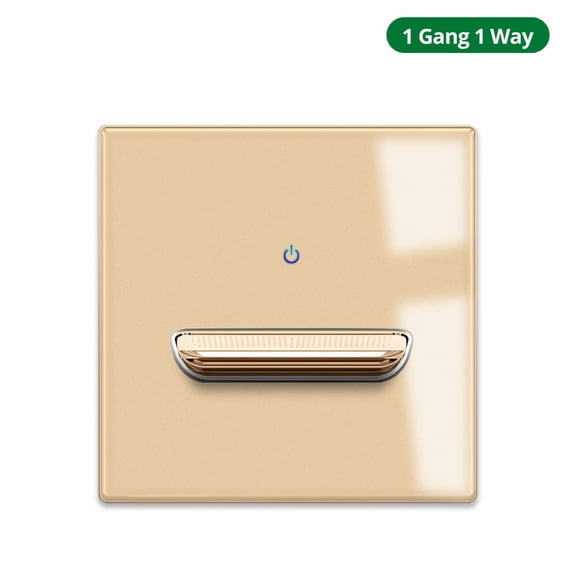 AC110-250V Gold Glass Panel for Toggle Button With LED Indicator Wall Light Switch