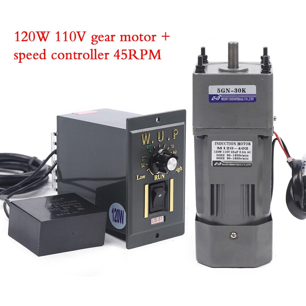 AC110V 120W gear motor electric motor variable speed controller 1:30 0 ...
