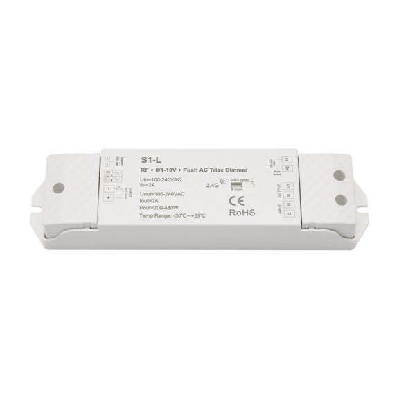 AC110V-220V +0/1-10V + Push AC Dimmer S1-L 1 CH Channel Dimmable Single Color Incandescent Led Dimmer