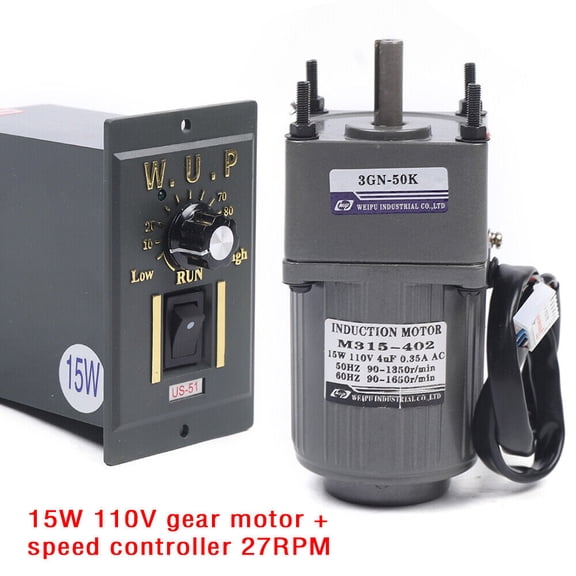 AC110V Gear Motor Electric+Variable Speed Reduction Controller 27RPM Torque 1:50