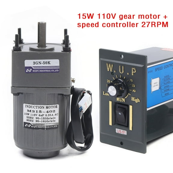AC110V Gear Motor Electric+Variable Speed Reduction Controller 27RPM Torque 1:50