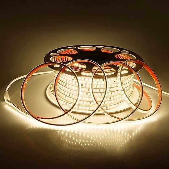 AC110V Led Strip Light Outdoor Waterproof 150FT Warm White 3000K Connectable LED Rope Light Strip for Outside Garden Patio Indoor Outdoor Backyards Decoration AC 110V-130V 120LEDs/M 5400LEDS