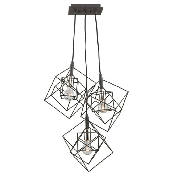 AC11118PN-Artcraft Lighting-Artistry - 3 Light Chandelier-Matte Black/Polished nickel Finish