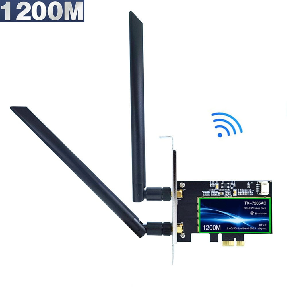 AC1200 PCIe WiFi Card for PC with BT 4.2 Dual Band Wireless Network Adapter WiFi Card with