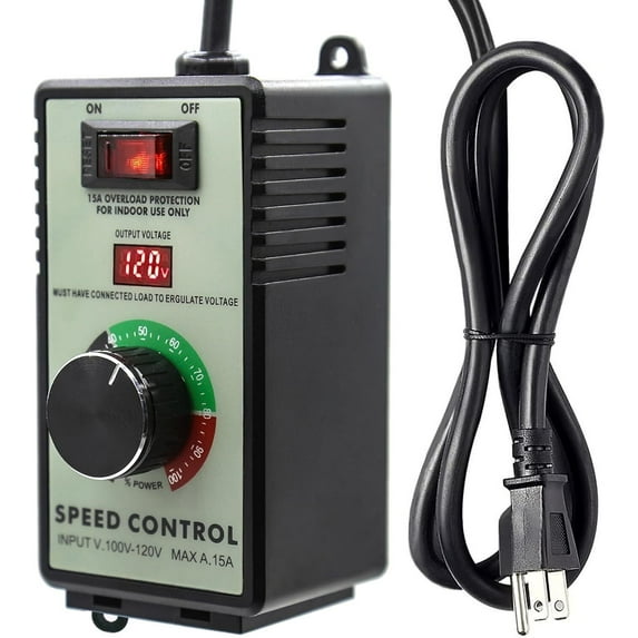 AC120V ISA Speed Controller - Adjustable Voltage Regulator for Router, Duct Fan, Ceiling Fan, and Motor, with Overload Protection and LED Display