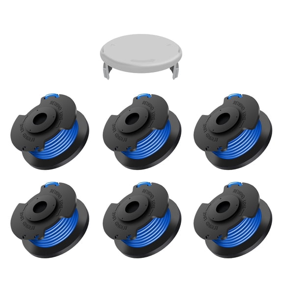 AC14RL3A String Trimmer Replacement Spool for Ryobi,11ft 0.065" Line Auto Feed Spool for Ryobi One Plus Cordless Trimmers 18V 24V 40V Weed Trimmers(6 Spools + 1 Cap)