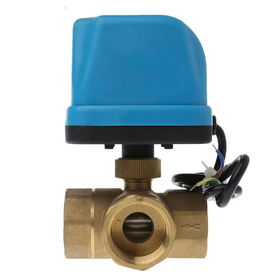 AC220V 3-way Electric Motorized Ball Valves 3-wire Electrical Ball Valve with Actuator for Air Conditioning Easy to Use