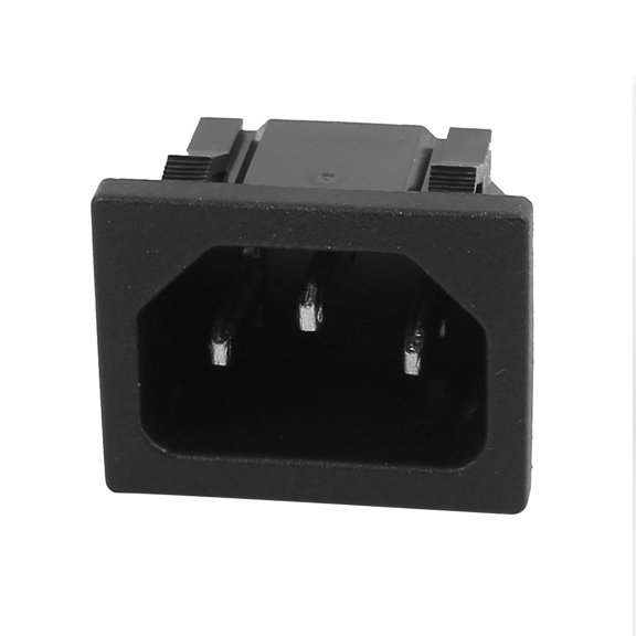 AC250V 10A SS-120 IEC  Input Wiring Socket 3 Pins Copper Rhodium Power Black