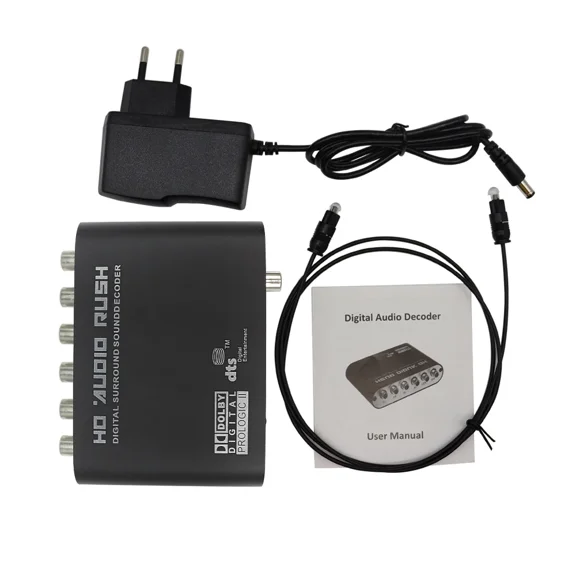 AC3 Audio Digital to Analog 5.1 Channel Stereo DAC Converter Optical SPDIF Coaxial AUX 3.5mm to 6 RCA Decoder Amplifier