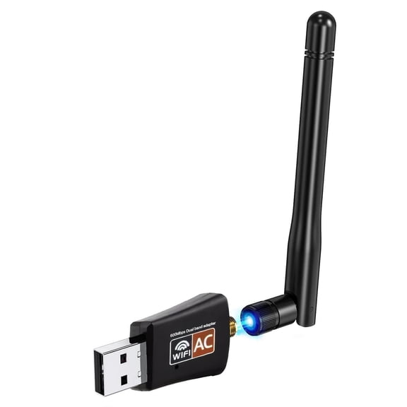 AC600 Dual Band WiFi Adapter USB Wireless Dongle for PC Mac Linux 2.4G 5GHz with Antenna Support Windows 11 10 XP