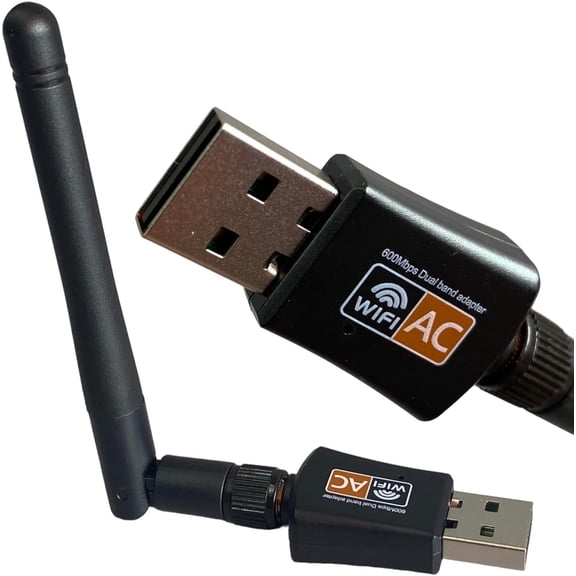 AC600 Mbps Dual Band Internet USB WiFi Adapter for desktop PC 2.4/5GHz, Desktop-Laptop wifi adapter Wireless Receiver Network Dongle with Antenna, Compatible