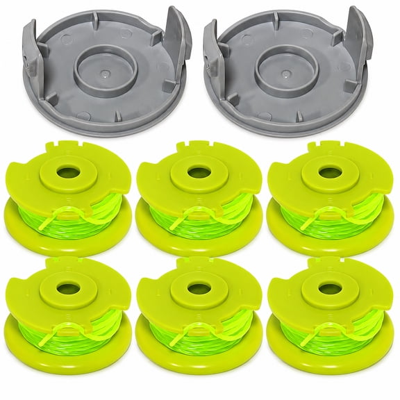 Yutacorex AC80RL3 0.080 in Twisted Line Replacement Spool for Ryobi Cordless String Trimmer P2080, P20100, RY40240, 6 Spools + 2 Caps