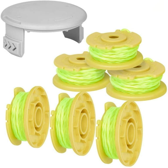 3m/0.080" Single Twist Cord, 6 Spools + 1 Cap Set Universal AC80RL3 Spool Fit for 18V, 24V, 40V