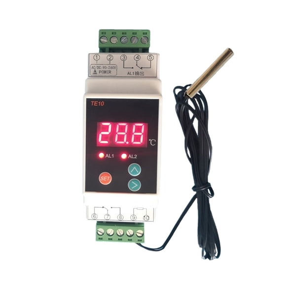 AC90~260V -40~110 Din Rail Thermostat With Sensor 2 Way Relay Output Temperature, Alarm Controller NO NC COMMON Output 7A/250VAC ,Easy to Install