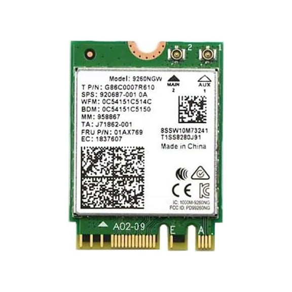 AC9260 Upgrade to Wi-Fi 5 Wireless-AC | 1.73 Gbps | Bluetooth 5.1 Support | M.2 PCIe | No vPro 9260NGW