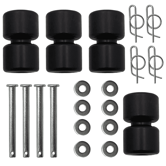 ACA 4Pcs Rollers Pins Washers Rings Assembly for Trailer Assist Tailgate Assist Rollers Pins Washers Rings Black