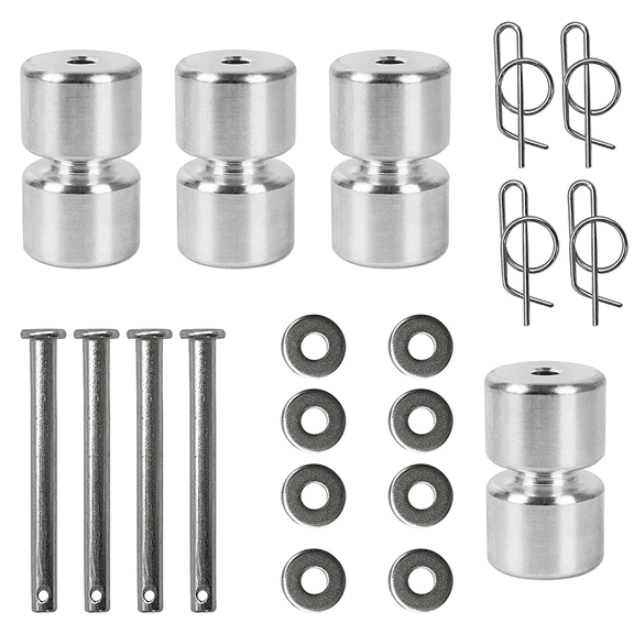 ACA 4Pcs Rollers Pins Washers Rings Assembly for Trailer Assist Tailgate Assist Rollers Pins Washers Rings Silver