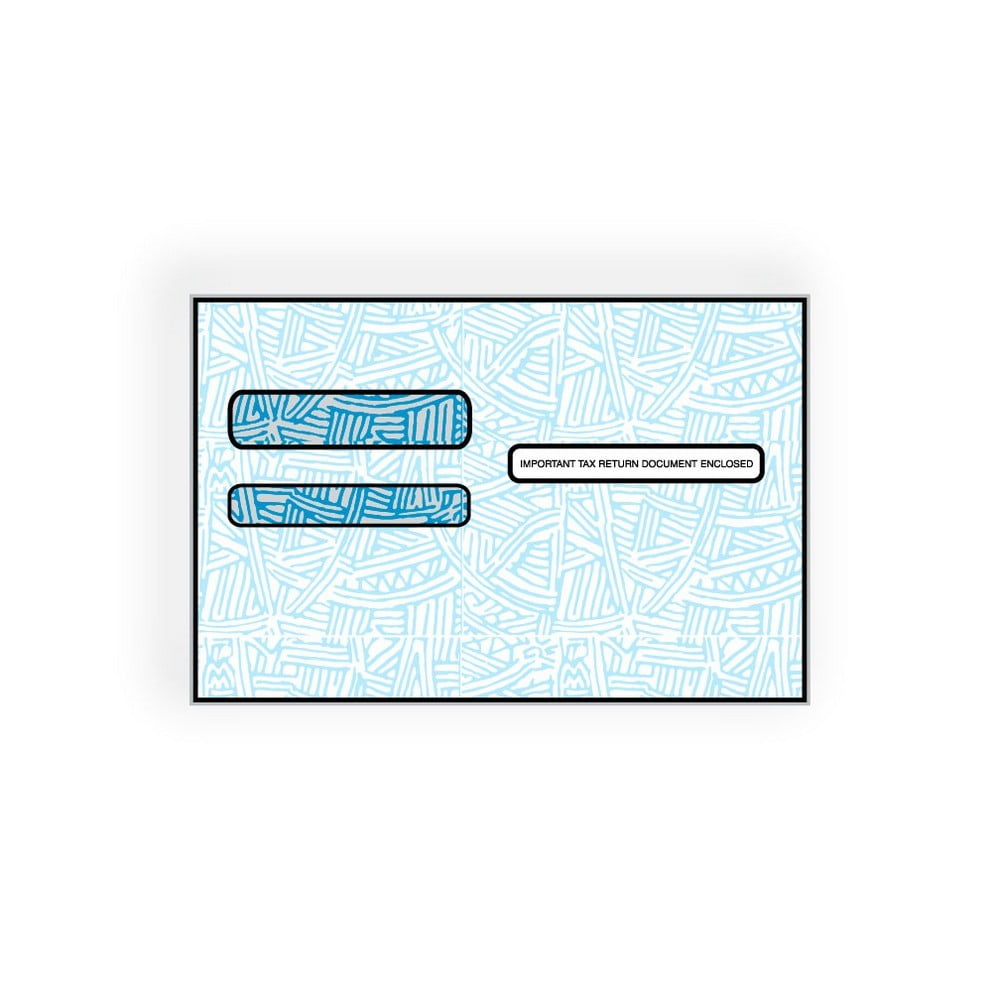 ACA Form Security Tinted Side Seam Window, 5-3/4"x 8-3/4",White, Blue Wesco Inside Tint, Double Poly Window (Box of 500)