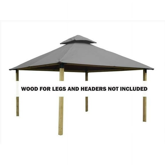 ACACIA 12 sq. ft. Gazebo Roof Framing & Mounting Kit with Mist Gray Sundura Canopy
