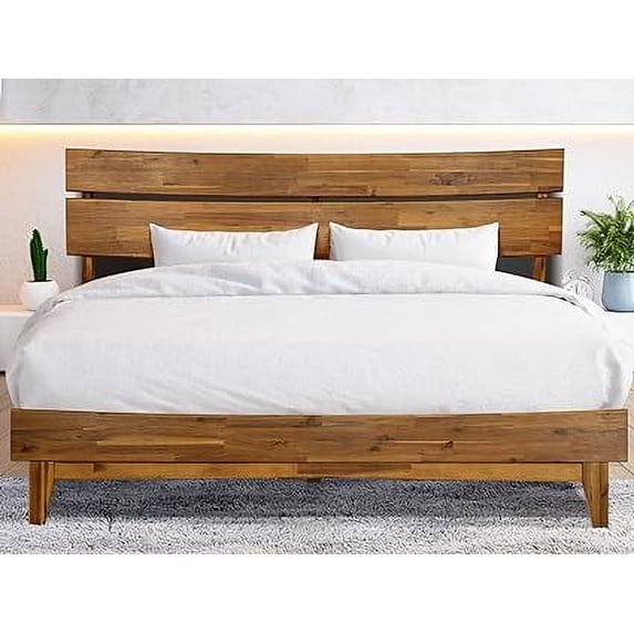 ACACIA Aurora Solid Wood Bed Frame With headboard King Mocha