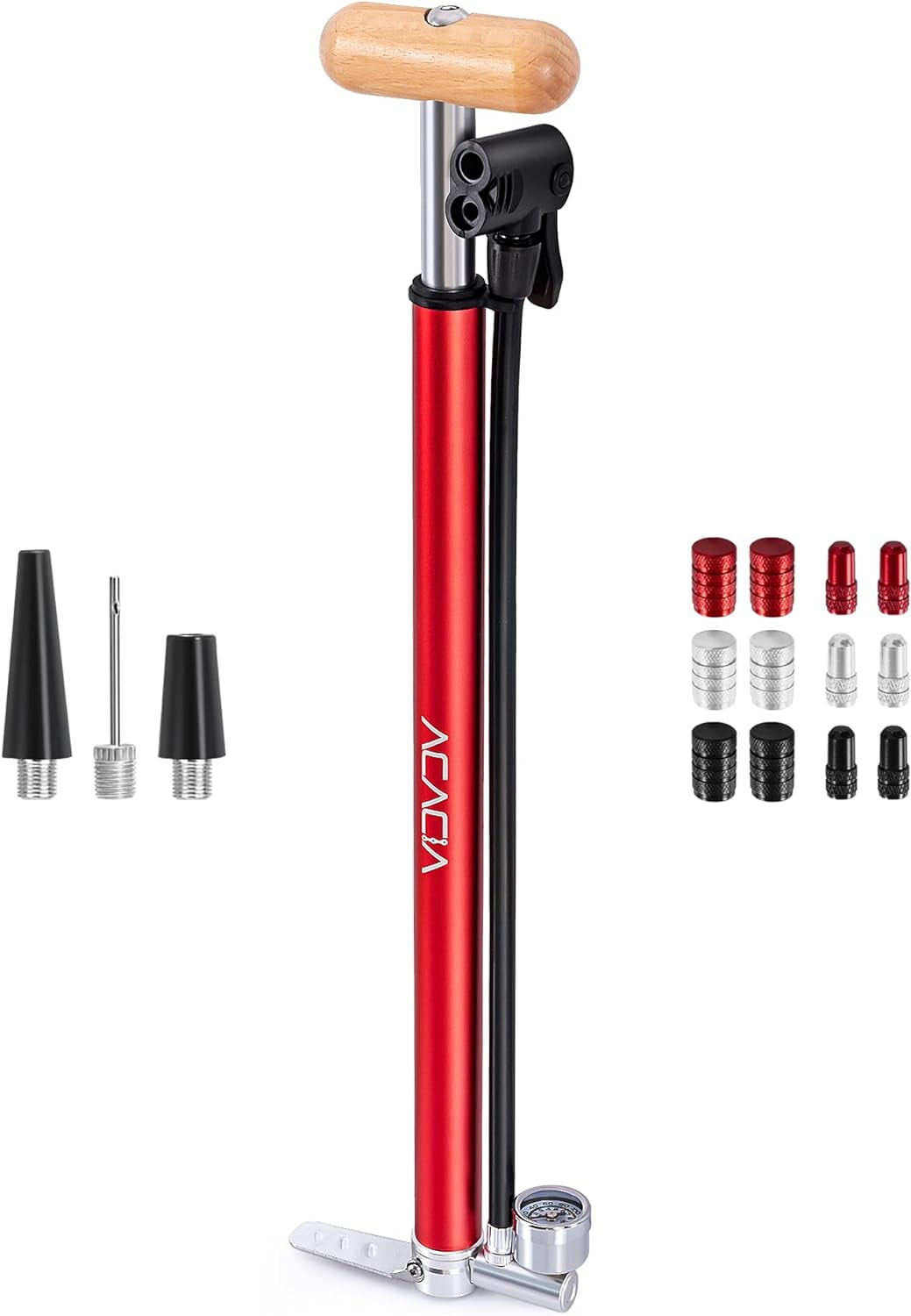 ACACIA Bike Floor Pump with Gauge Fits Presta and Schrader Valve