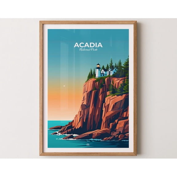 ACADIA National Park Poster, Acadia Travel Poster, Acadia Art Print, Acadia Wall Art, National Park Poster, Gift for travelers, 24x36 UNFRAMED