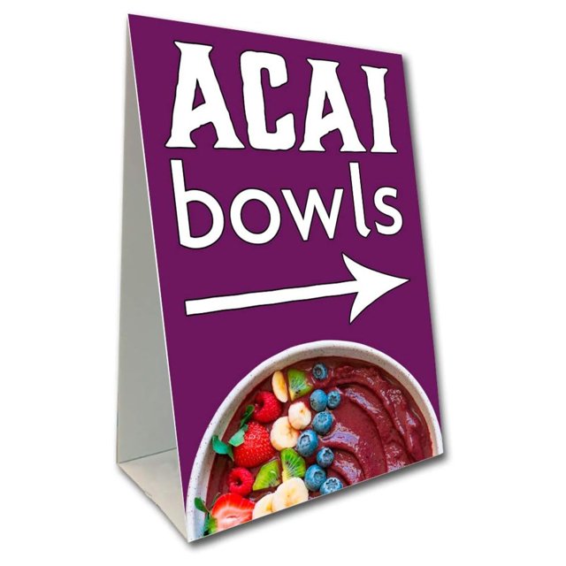 ACAI Bowls (Arrow) Economy AFrame Sign 2 Feet Wide by 3 Feet Tall