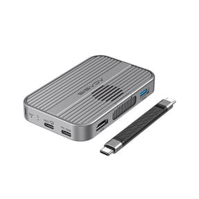 ACASIS 10Gbps Magnetic M.2 NVMe SSD Enclosure & USB C 6-in1 Docking Station Dual HDMI with Cooling Fan for iPhone 17/16/15 Pro/Pro Max/Plus