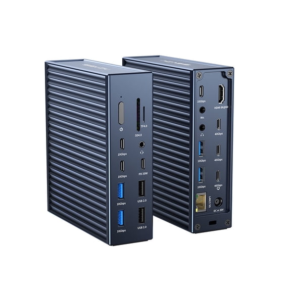 ACASIS 21-in-1 Thunderbolt 4 Docking Station, 40Gbps, Dual 4K or 8K@60Hz, 90W PD, 2.5Gb Ethernet, USB-C/A 10Gbps, SD/TF, for Mac and Windows
