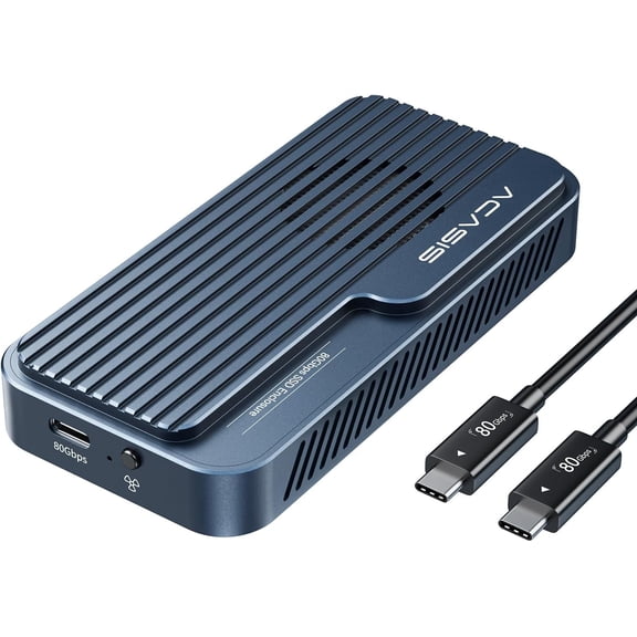 ACASIS 80Gbps M.2 NVMe SSD Enclosure, with Cooling Fan, Compatible with Thunderbolt5/USB4 V2.0, Back Compatible with Thunderbolt4/USB4 V1.0, USB3.2/3.1/3.0 (TB501 Pro)
