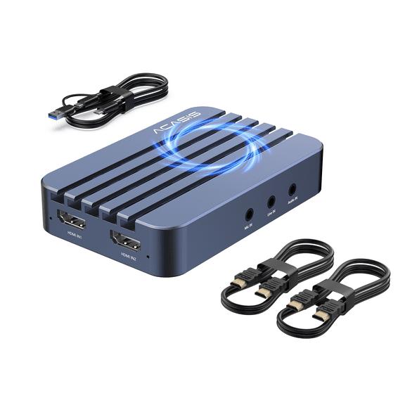 ACASIS Dual 1860I60HZ External HDMI video Screen Capture Card, USB3.0, Support for Dual-screen Simultaneous Capture, Built-in Cooling Fan and With Loop-out Function