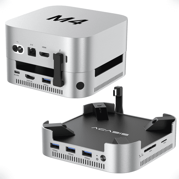 ACASIS Mac Mini M4 Dock, 10-in-1 USB-C Hub with Dual M.2 NVMe SSD Enclosure, 4 USB-A 10Gbps, HDMI 4K60Hz, SD/TF, 30W PD