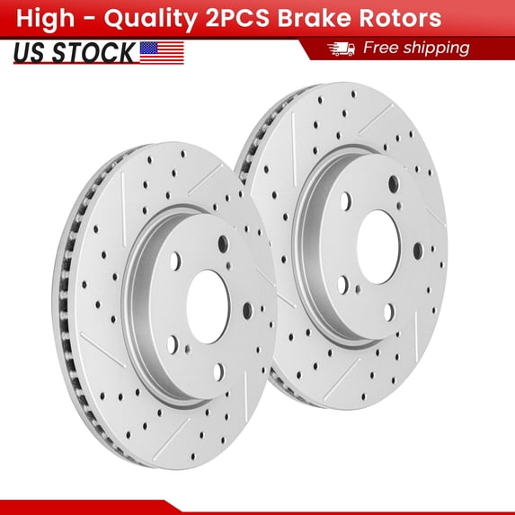 ACB ZONE 2PCS Front Brake Rotors Set, Drilled & Slotted Disc Rotors Kit for Lexus HS250H Scion XB Toyota PRIUS V RAV4