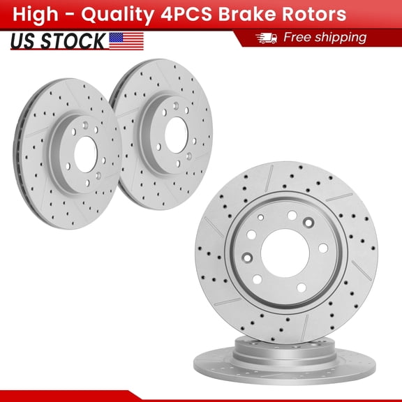 ACB ZONE 4PCS Front Rear Brake Rotors Set, Drilled & Slotted Disc Rotors Kit for Mazda 6 2008-2013 Ford Fusion 2006-2011 Lincoln Zephyr 2006 MKZ 2007-2011 Mercury Milan 2006-2011 All Models