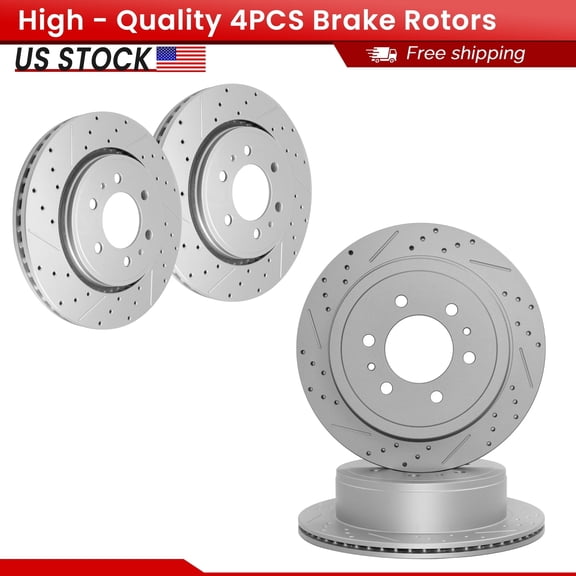 ACB ZONE 4PCS Front Rear Brake Rotors Set, Drilled & Slotted Disc Rotors Kit for 2010-2011 Ford F-150 with 6 Lug Wheels