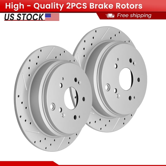 ACB ZONE 2PCS Rear Brake Rotors Set, Drilled & Slotted Disc Rotors Kit for Honda Odyssey 2002-2004 All Models