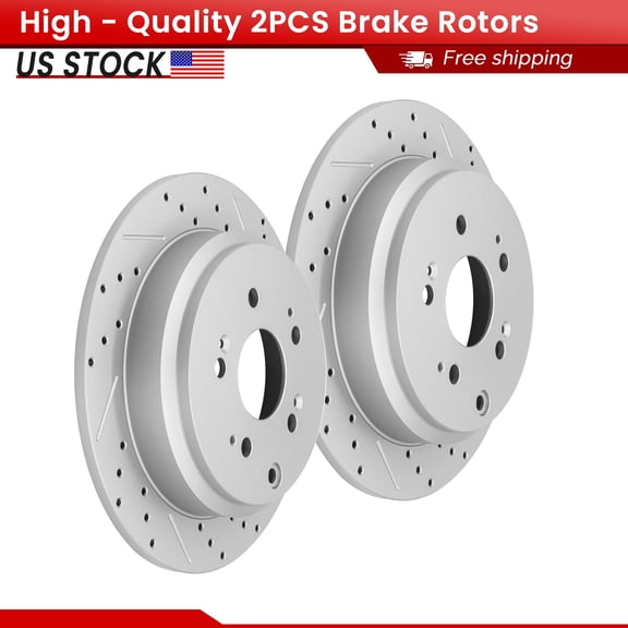 ACB ZONE 2PCS Rear Brake Rotors Set, Drilled & Slotted Disc Rotors Kit for Honda Odyssey 2005-2010 All Models