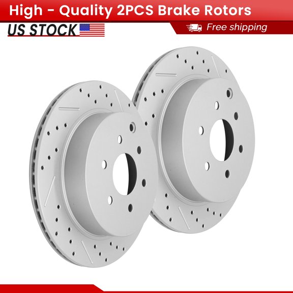 ACB ZONE 2PCS Rear Brake Rotors Set, Drilled & Slotted Disc Rotors Kit for Nissan Pathfinder 2005-2012 All Models