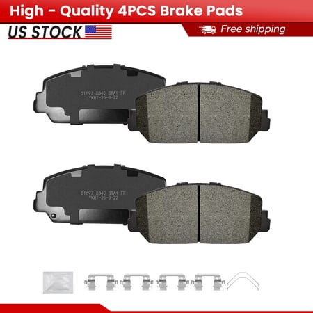ACB ZONE 4 x Front Ceramic Brake Pads with Hardware for Acura RDX RLX ILX 2017 - 2020 Honda Civic (S-1697)